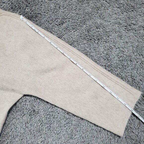 Talbots 100% Cashmere Tan 3/4 Sleeve Neutral Basic Wide Neck Sweater - Small - Picture 6 of 7